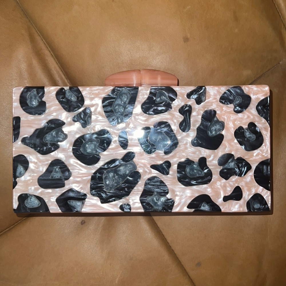 Pink Leopard-Print Acrylic Clutch